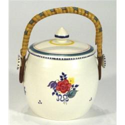 Poole Pottery biscuit barrel with wicker h…