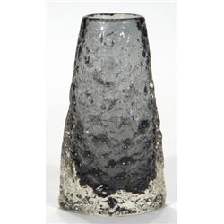 Triangular charcoal Whitefriars vase with …