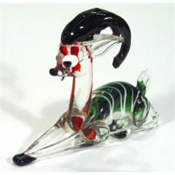 Multi coloured Murano glass deer, paper la…