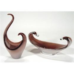 Flyfois purple and white Art glass bowl an…