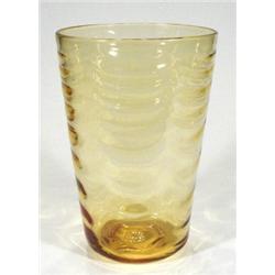 Large Whitefriars wavy amber glass vase, 3…