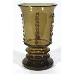 Brown Whitefriars glass vase with stepped …