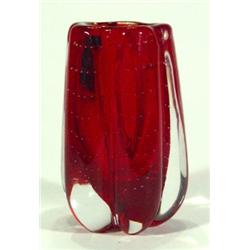 Whitefriars style bubbled red and clear pe…