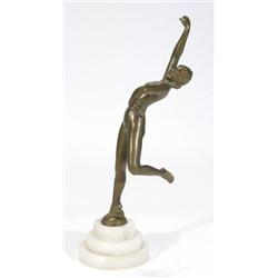 Art Deco bronze figure of a nude dancer on…