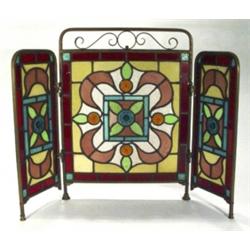 Art Nouveau brass framed triple aspect fir…