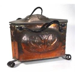 Art Nouveau triangular hammered copper coa…