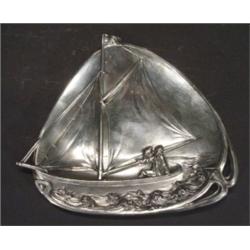 Art Nouveau WMF silver plated dish, emboss…