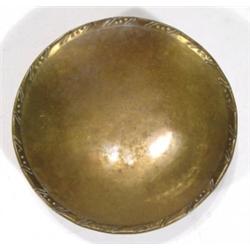 Small Hugh Wallace hammered brass dish, im…