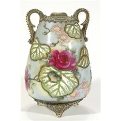 Continental porcelain lamp base, relief mo…