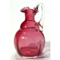 Cranberry and clear glass ewer, 17cm high…