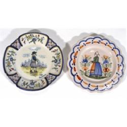 Two early Quimper faience dishes, hand pai…