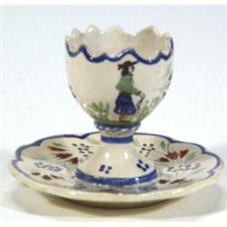 Quimper faience eggcup, hand painted with …