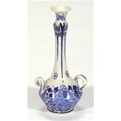 Twin handled Delft pottery bottle vase, ha…