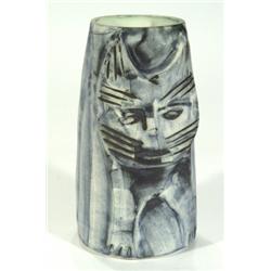 Carn Pottery cat design vase, printed mark…