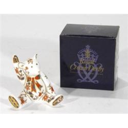 Boxed Royal Crown Derby teddy bear paperwe…