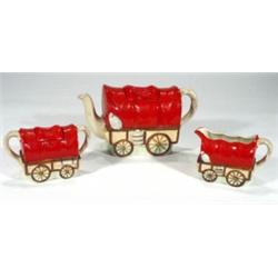 Hand painted three piece 1930s wagon shape…