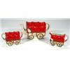 Image 1 : Hand painted three piece 1930s wagon shape…