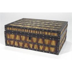 Victorian ebony, ivory and porcupine box w…