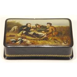 Rectangular Russian papier maché box, hand…