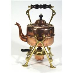 Victorian copper and brass kettle on stand…