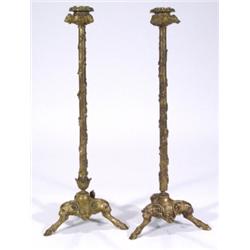 Pair of 19th century bronze candlesticks c…