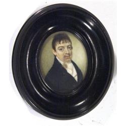 19th century ebony framed oval miniature o…