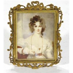 Rectangular gilt metal framed miniature on…