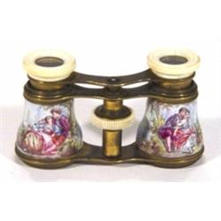 Pair of porcelain and brass opera glasses …