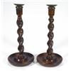 Image 1 : Pair of oak barleytwist candlesticks and m…