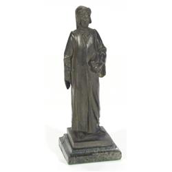 Cast bronze figure of Dante clutching a bo…