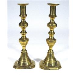 Pair of Victorian octagonal based brass ca…