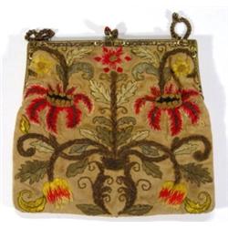 Late Victorian tapestry clutch bag with br…