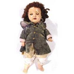 German composite doll in velvet dress, mar…