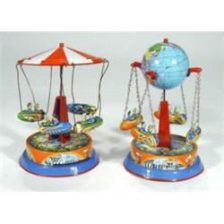 Two West German tinplate carousels, 18cm h…