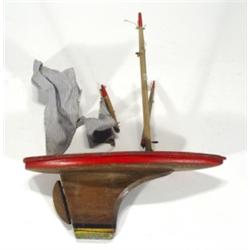 Painted wooden pond yacht…