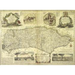 Eman Bowen hand coloured map 'Sussex' 50cm…