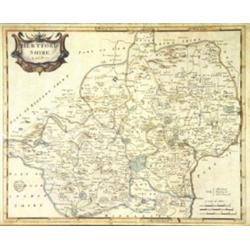 Robert Morden hand coloured map 'Hertfords…
