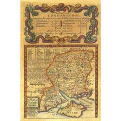 Hand coloured map 'The Road From London to…