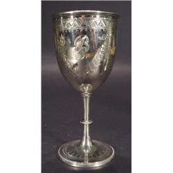 Silver goblet chased with flowers and swag…