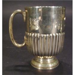 Silver fluted christening tankard, Sheffie…