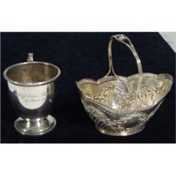 Small silver basket with swing handle and …
