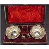 Image 1 : Cased pair of silver salts with spoons, th…