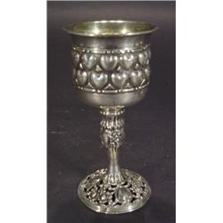 Unmarked Continental silver goblet, emboss…