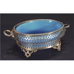 Pierced silver plated oval basket with ser…