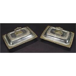 Pair of silver plated rectangular entree d…