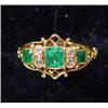 Image 1 : Gold emerald and diamond ring…