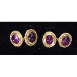 Pair of 9ct gold purple stone cufflinks…