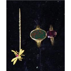 18ct gold hardstone ring, purple stone rin…