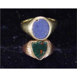 Old hardstone ring and a 9ct gold blueston…