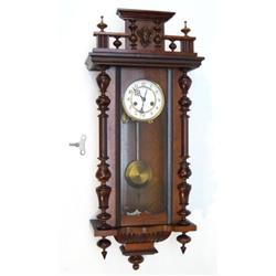 Mahogany cased chiming wall clock with ena…